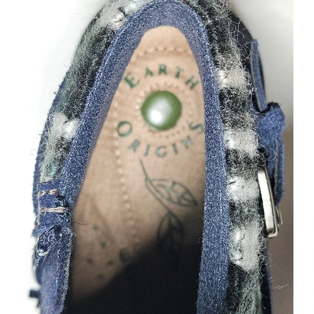 Earth Origins Tate Blue Suede‎ Boots Water Repellent Aztec Sweater Womens 5.5
